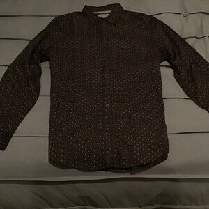 Perry Ellis Men’s Dress Shirt – Burgundy Pattern – Size L/G – 100% Cotton